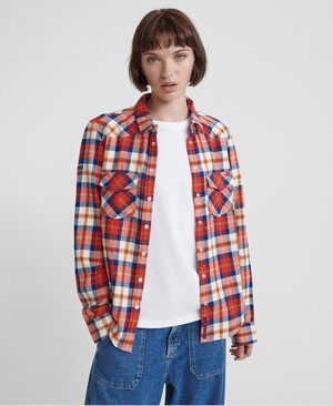 Superdry Bailey Western Check Női Ing Piros | REWNZ9460